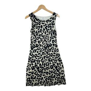 LOFT Sleeveless Dress Animal Print‎ Casual Career Lined Black White Size S